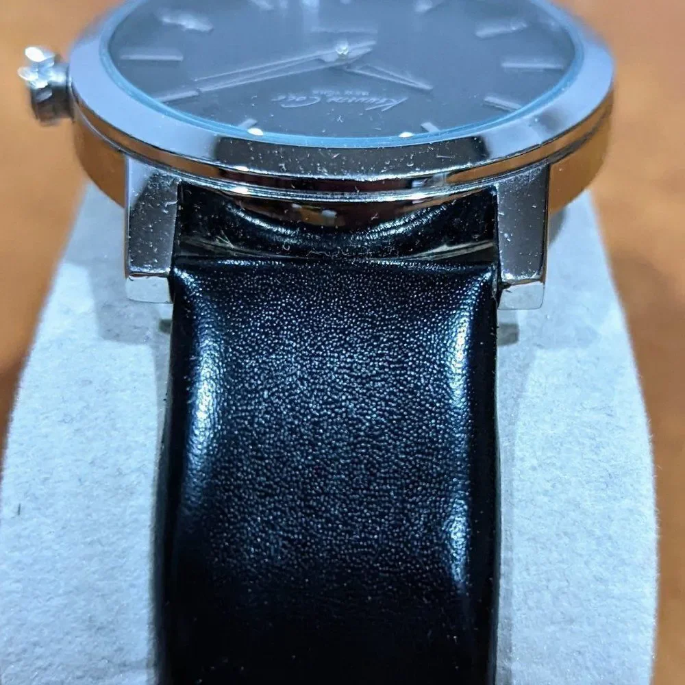 Kenneth Cole Men's New York Rock Out Diamond Analog Stainless Watch - Black Leat